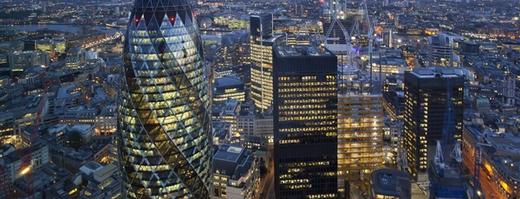 A generic shot of the London Skyline at sunset featuringthe Gerkin Building in the foreground
